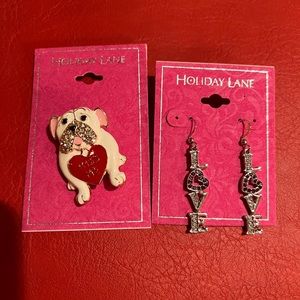 Valentine Brooch and earrings. New